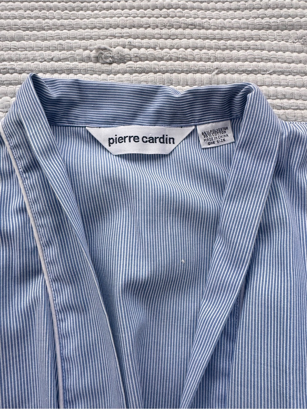 Vintage Pierre Cardin Blue Stripe Robe Duster Kimono Lounge Coverup OS - Picture 11 of 14